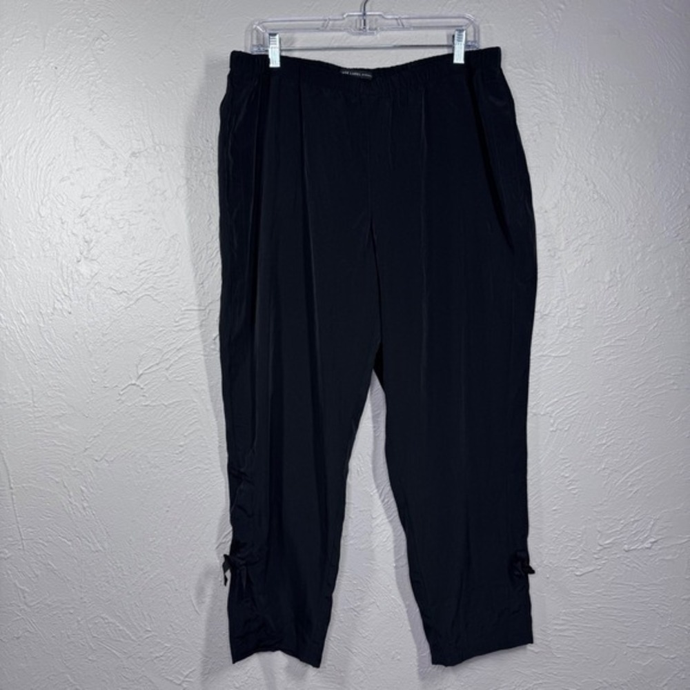 Chico Black Label Women Sz 2 (large) Black polyester cinch ankle pants‎ pull-on